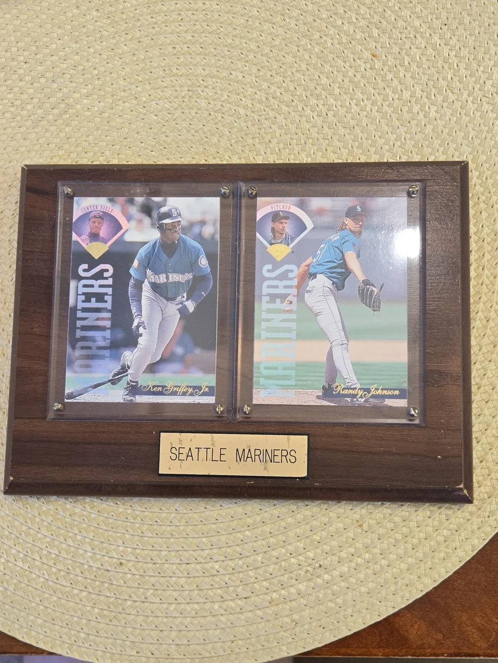 Seattle Mariners Dual Card Display Plaque - With Ken Griffey Jr. + Randy Johnson